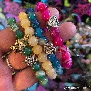 Crystal agate bracelet set. Various colors.